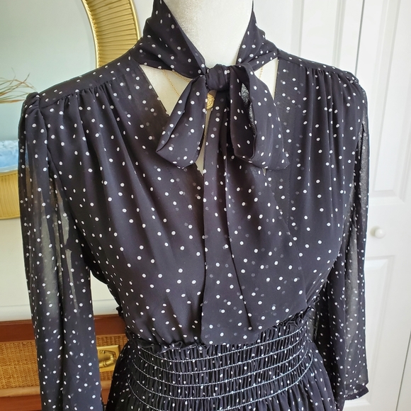 Max Studio black white polka dot chiffon dress - Picture 4 of 9